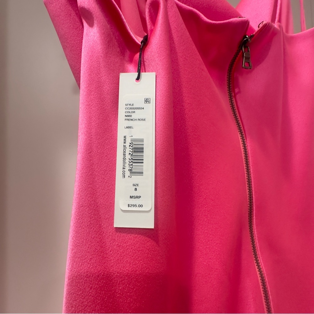 Alice + Olivia Vibrant Pink silk Dress new women - Picture 4 of 5